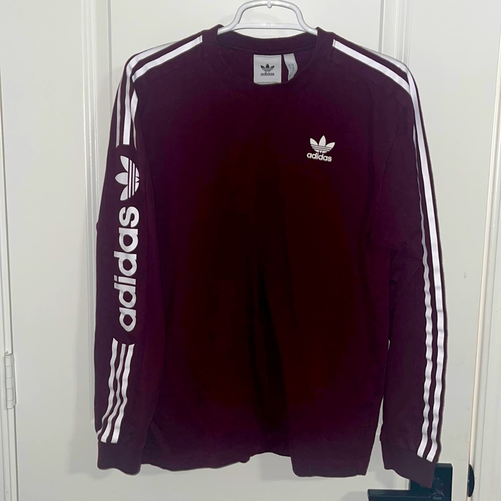 Adida’s Long Sleeve Shirt (Maroon) (Mens - Medium)